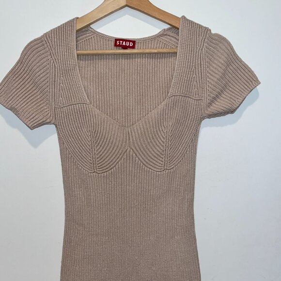 STAUD Camden Rib Knit Bustier Maxi Dress Women size XS - Picture 5 of 12